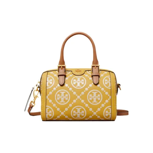 Tory Burch T Monogram Кожа Плечевая Сумка Сумка Женская Закат Желтый