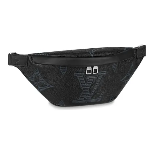 LOUIS VUITTON Discovery Тисненая коровья кожа Сумка через плечо Бананка Мужской Черный