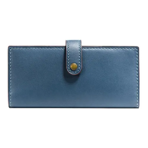 COACH Трехсекционный кошелек из кожи женский туманно-синий