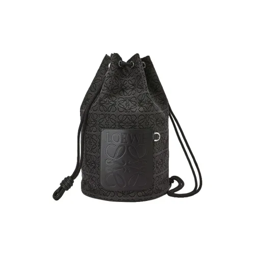 LOEWE Anagram Жаккардовая ткань And Коровья кожа Сумка на плечо Мужской Антрацитовый Черный