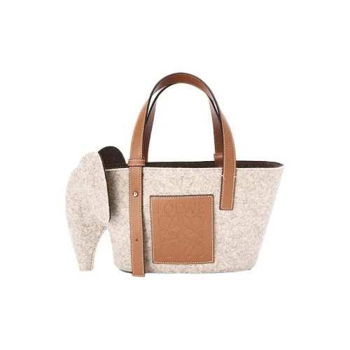 LOEWE Elephant Basket Felt Телячья кожа Тоут Сумка Сумка для покупок Сумка через плечо Сумка Женская Бежевая Коричневая