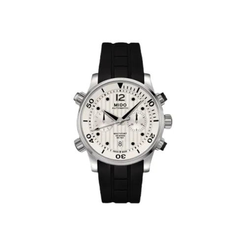 Mido Helm Автоматический Механический Часы Мужские 44 мм Белый Циферблат Корпус из Нержавеющей Стали Резиновый Ремешок