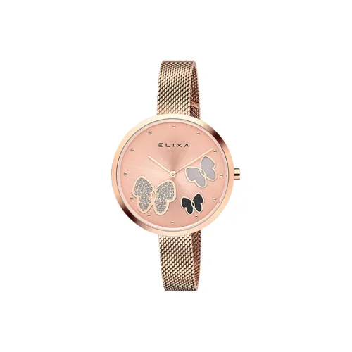 Elixa Кварцевый механизм Женские часы Наручные часы Швейцарские часы 36 мм Розовый циферблат