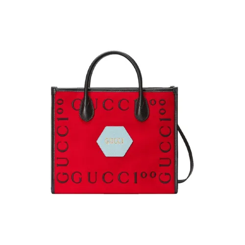 GUCCI Фетровая сумка с кожаной отделкой сумка-тоут сумка через плечо сумка маленькая унисекс цвет Фучжун красный черный