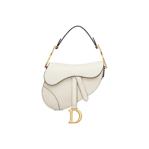 DIOR Седло Grained Телячья кожа Седло Сумка Сумка на одно плечо Мини Женская Молочно-белая