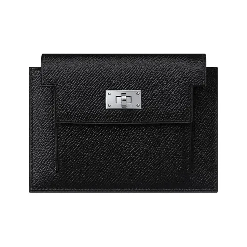 HERMES Kelly Pocket Эпсомская кожа Кошелек Женские Черный