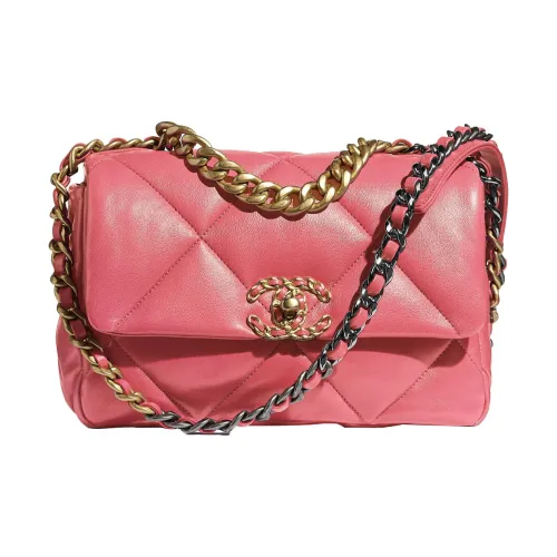 CHANEL 19Bag Овчина Сумка через плечо Маленькая Женская Персиково-розовая