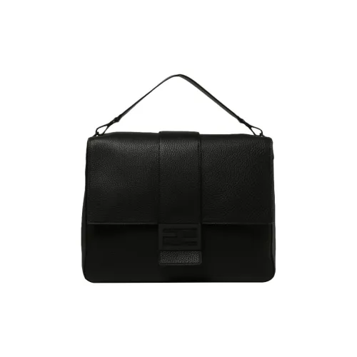 FENDI Baguette Коровья кожа Курьерская сумка Сумка через плечо Сумка Большая Мужская Черная