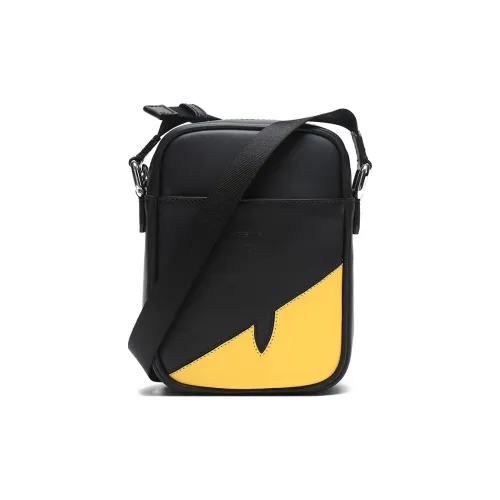 FENDI Многоцветный Кожа Вертикальный Сумка для доставки Сумка Camera Сумка через плечо Мужская Черная Желтая