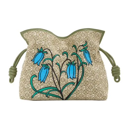 LOEWE Коровья кожа с цветным холстом жаккард клатч сумка через плечо средний женский зеленый