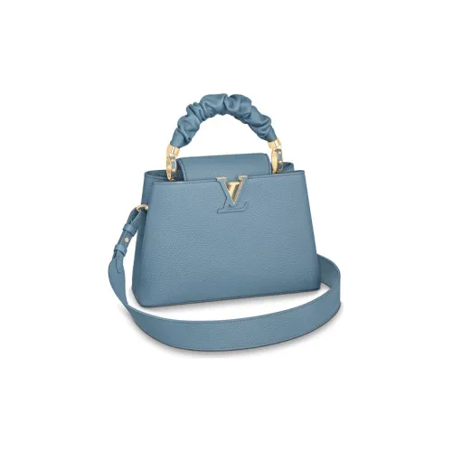 LOUIS VUITTON Capucines Корова Кожа Capson Плечевая Сумка Женская Синяя