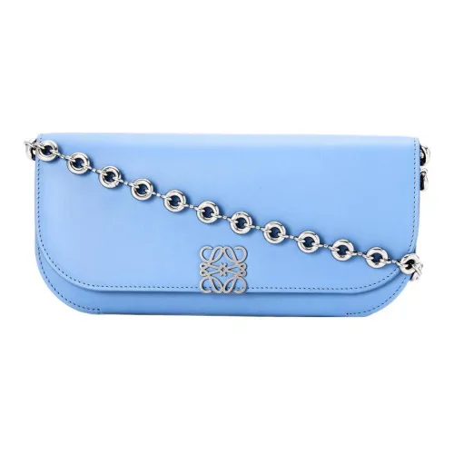 LOEWE Goya Шелк Телячья кожа Сумка с цепочкой Подмышечный Сумка на плечо Женские Синий