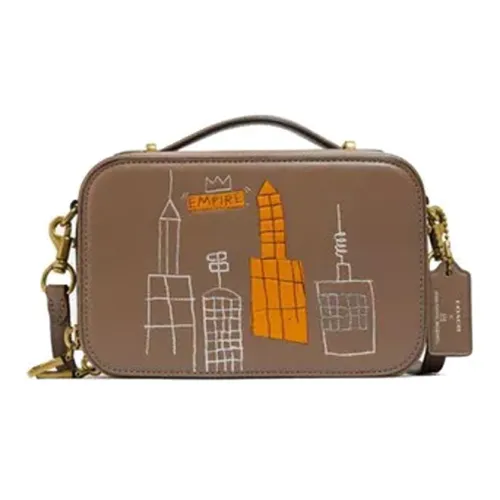 COACH Basquiat Коллаборация Alie Кожа Camera Сумка Маленькая квадратная сумка Сумка через плечо Бананка Маленькая Женская Латунь