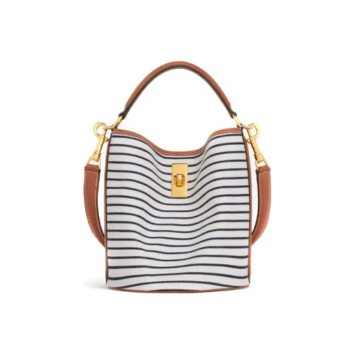 CELINE TEEN BUCKET Ткань и Коровья кожа Сумка Женская Морской синий Коричневый