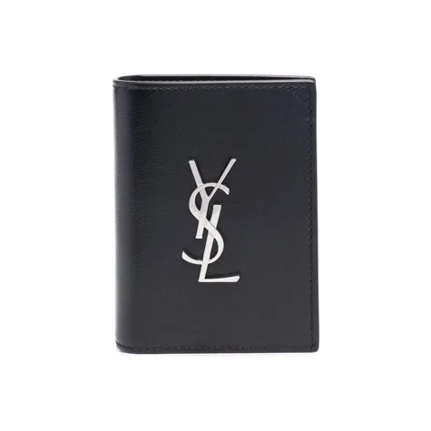 SAINT LAURENT Гладкая кожа Держатель для карт кошелек держатель для карт кошелек Мужской Черный