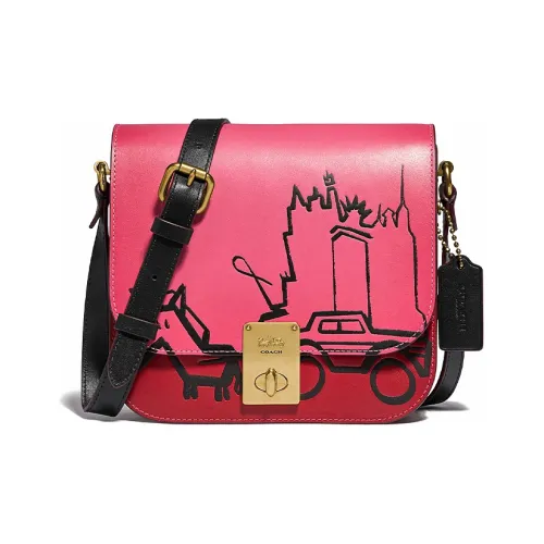 COACH Hutton Кожа Через плечо Седло Сумка Плечевая сумка Женская Розовая