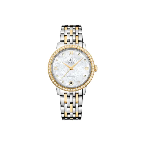 OMEGA Elegant Saucer Series Автоматический Механический Механизм Женские Часы 32,7 мм Белый Циферблат Ремешок из Нержавеющей Стали