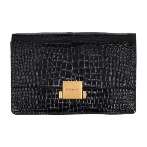 SAINT LAURENT Крокодиловый узор Кожа Сумка через плечо Стандартная Женская Черная