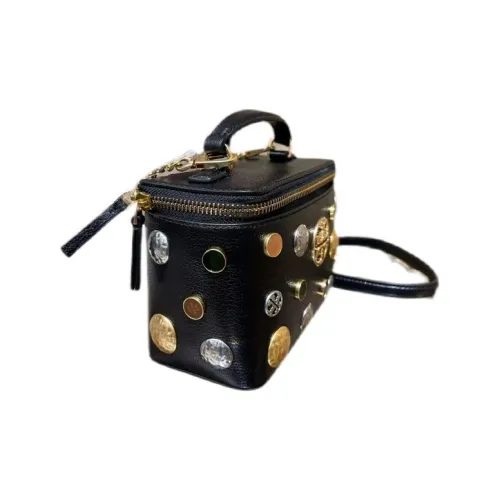 TORY BURCH TB Willa Кожа Коробка Сумка Косметичка Женская Сумка Черная Черно-Золотая