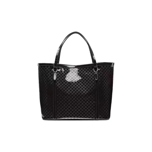 GUCCI Блестящая лакированная кожа Тоут Сумка Сумка для покупок Сумка Сумка через плечо Стандартная Женская Черная