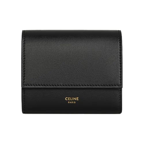 CELINE Коровья кожа Держатель для карт Маленький Женский Черный