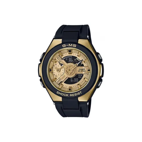 CASIO Малыш G Коллекция Кварцевый механизм Смольный ремешок Часы Женские Золотистый циферблат