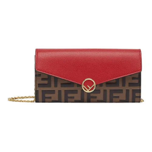 Fendi First Телячья кожа Сумка через плечо Женская Коричневая и Красная