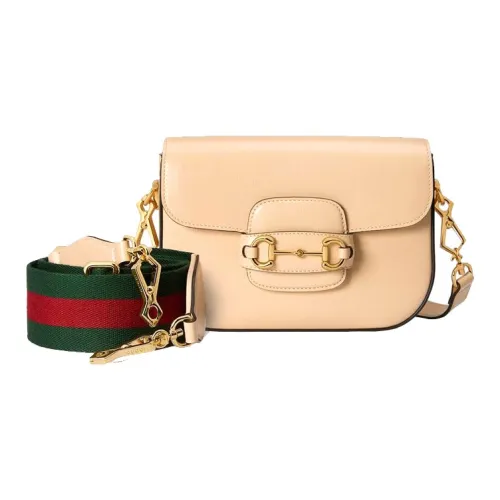 GUCCI Horsebit 1955 Кожа Седло Сумка Сумка через плечо Мини Женская Бежевая