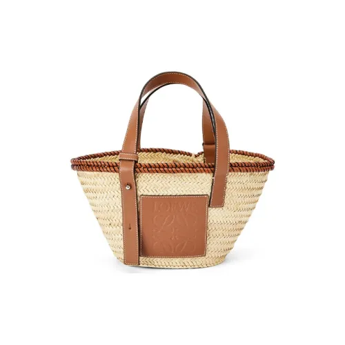 LOEWE Basket Пальмовый лист с Телячья кожа Отпуск Сумка Одно плечо Сумка Маленькая Женская Коричневая