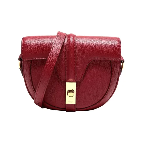 CELINE Besace16 Телячья кожа Сумка через плечо Маленькая Женская Красная
