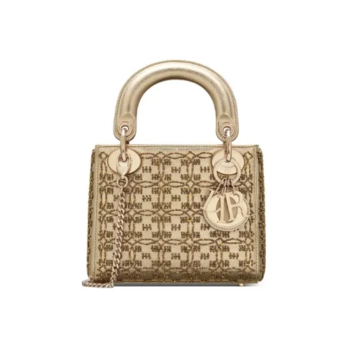 DIOR Lady Dior Телячья кожа Сумка Lady Dior Сумка Сумка через плечо Мини Женская Металл Бронза