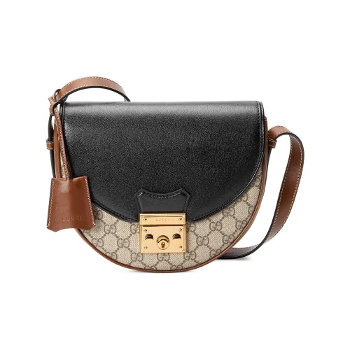 GUCCI Навесной замок холст с кожей седло сумка сумки через плечо сумка на плечо женская