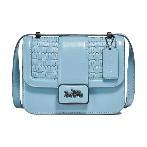 COACH Alie Кожа Курьерская Сумка Маленькая Квадратная Сумка Сумка через плечо Средняя Женская Ледяной Синий