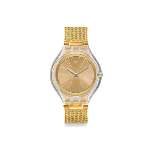 SWATCH Big Коллекция Кварцевый механизм Мужские часы Циферблат 40 мм Золото Смольный корпус Нержавеющая сталь Ремешок