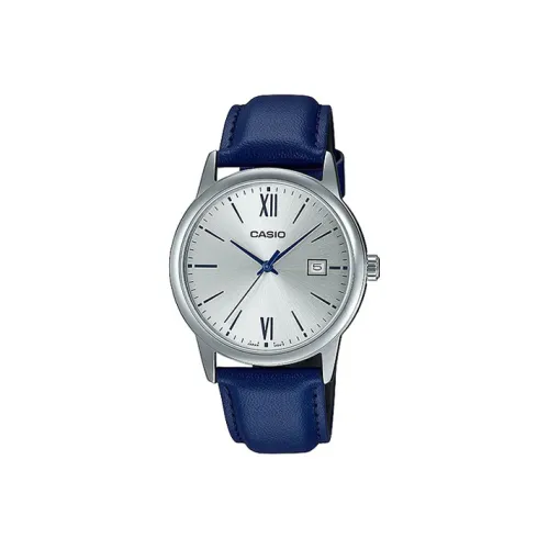 CASIO Standard Series Кварцевый механизм Кожаный ремешок Часы Мужские Серебристый циферблат MTP V002L 2B3