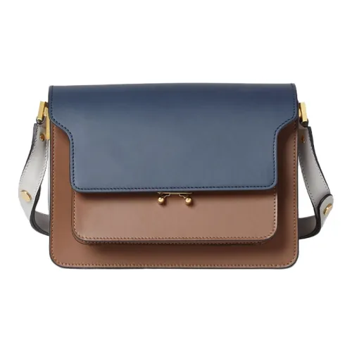 MARNI Основная часть Корова Кожа Аккордеонная Сумка Плечевая Сумка Женская Коричневая Синяя Многоцветная