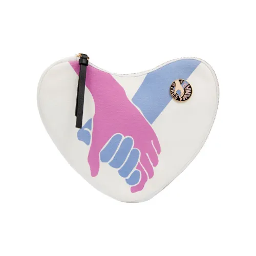 Chloe UNICEF Коллаборация Printed Хлопок Холст Пэчворк Гладкая Поверхность Телячья Кожа Клатч Женские Белый Синий Розовый