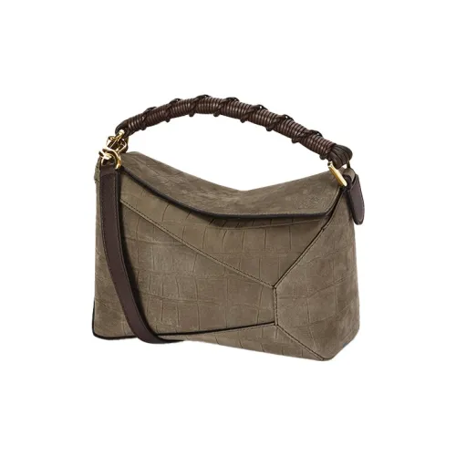 LOEWE Пазл Замша Сумка Сумка через плечо Сумка через плечо Маленькая Женская Оливково-зеленая