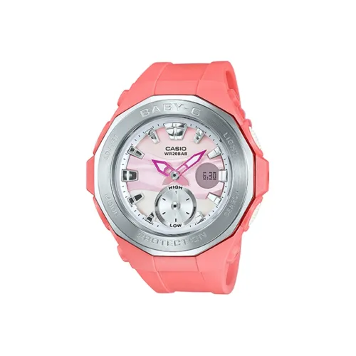 CASIO Baby Кварцевый механизм Резиновый ремешок Часы Женские Розовый циферблат