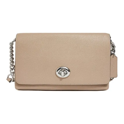 COACH Crosstown Кожа Сумка через плечо Маленькая квадратная сумка Средний размер Женская Телесный цвет