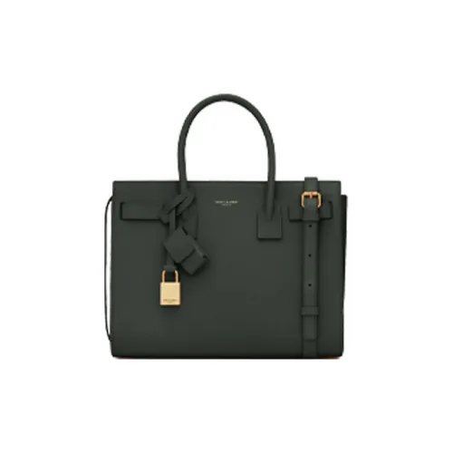 SAINT LAURENT Кожа Тоут Сумка Сумка для покупок Аккордеонная сумка Сумка через плечо Сумка Маленькая Женская Темно-зеленая