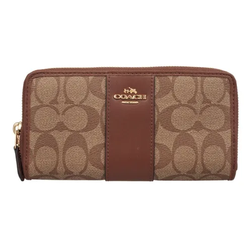 COACH Accordion Zip PVC Кошелек Женский Хаки Коричневый