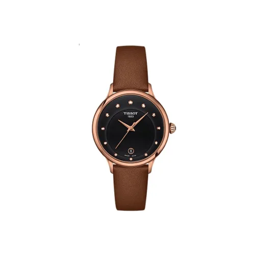 TISSOT Ruan Ting Series Кварцевый механизм Женские часы 33,17 мм Черный циферблат