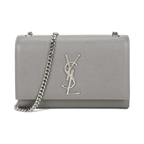 SAINT LAURENT Кожа Цепочка Плечевая Сумка Маленькая Женская Серого цвета