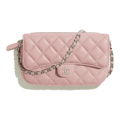 CHANEL Кожа IS На Цепочке Чехол для телефона Клатч Сумка через плечо Женские Розовый