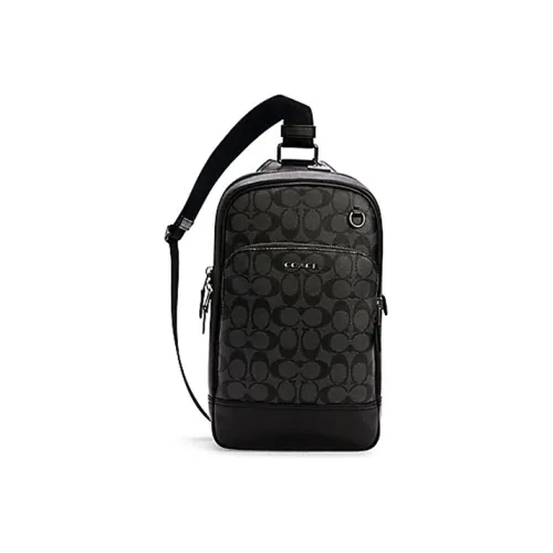 COACH Graham Кожа Детали Sling Сумка Сумка через плечо Маленькая Мужская Черная Серый