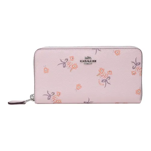 COACH Accordion Zip Кожа Клатч Кошелек Женские Розовый