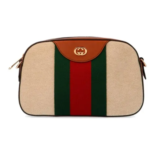 GUCCI Canvas с кожаными вставками курьерская сумка сумка Camera сумка на плечо обычный унисекс телесный