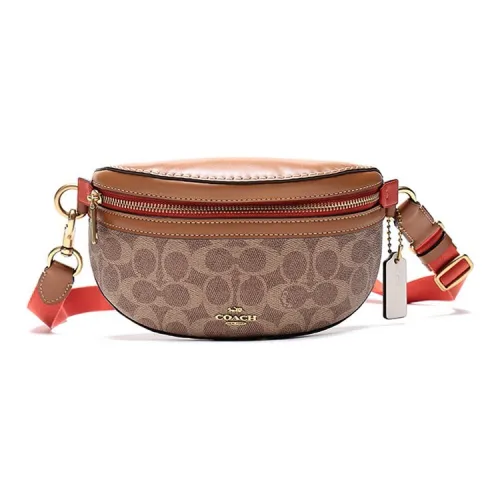 COACH Bethany Покрытый холст с кожаными вставками Слинг-сумка поясная сумка сумка через плечо Маленькая Женская Коричневая