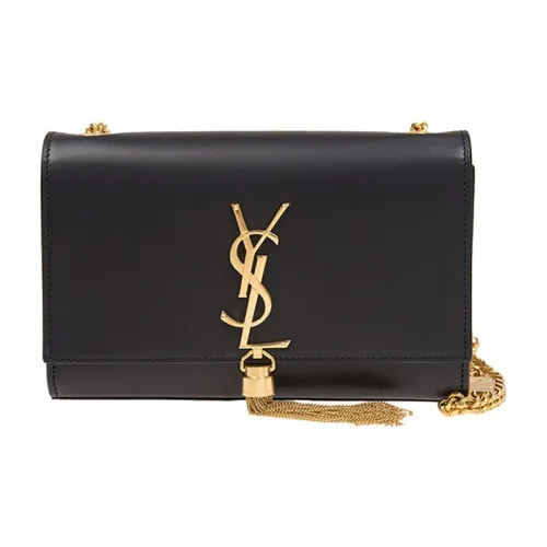 SAINT LAURENT Гладкая кожа кисточка сумка через плечо обычная женская черная